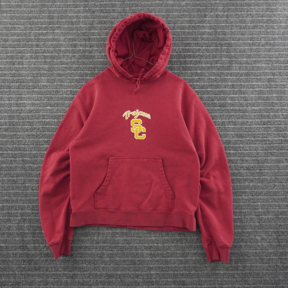 Vintage Team Trojan USC Trojans Hoodie Mens L Red Embroidered Logo